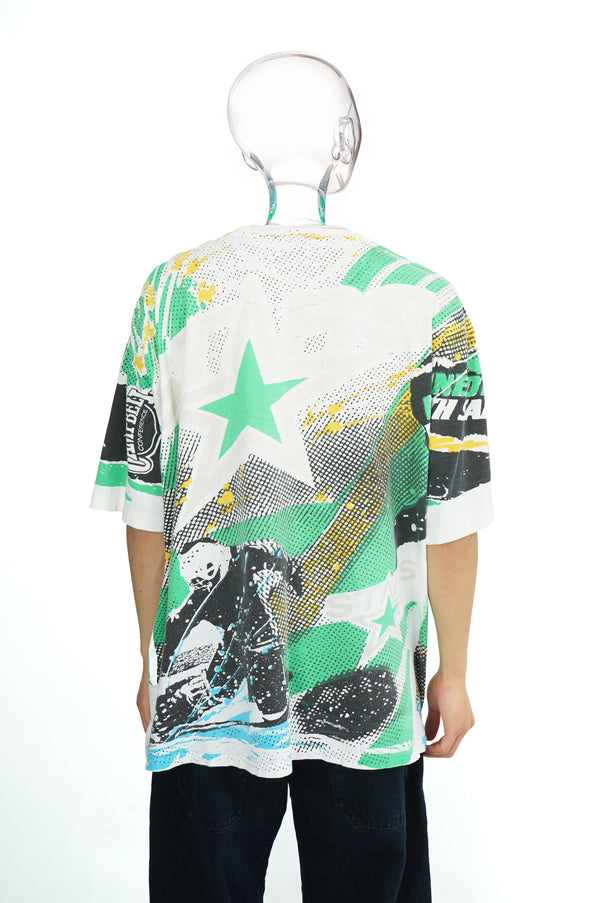 90's "STARS" -"MINNESOTA NORTH STARS" Allover Print S/S Tee-