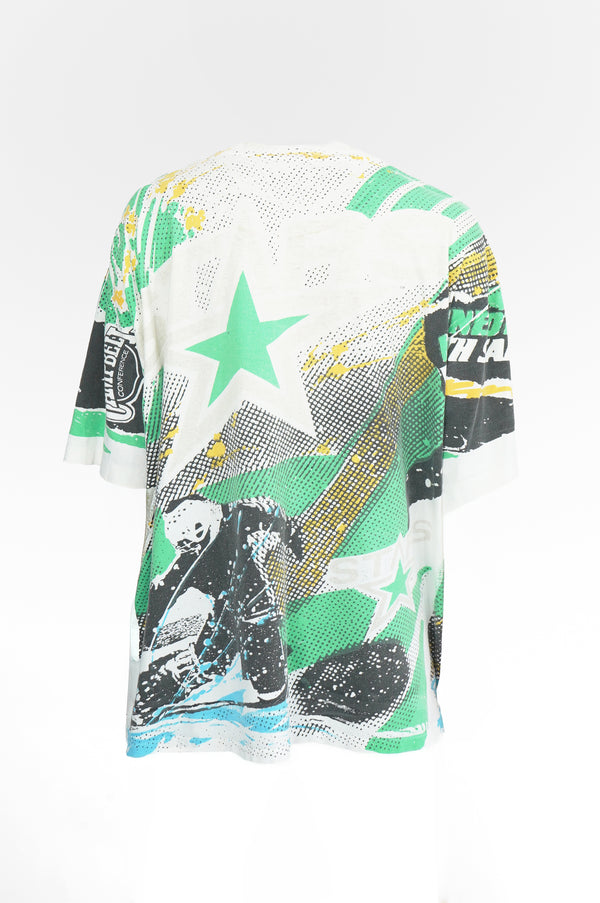 90's "STARS" -"MINNESOTA NORTH STARS" Allover Print S/S Tee-
