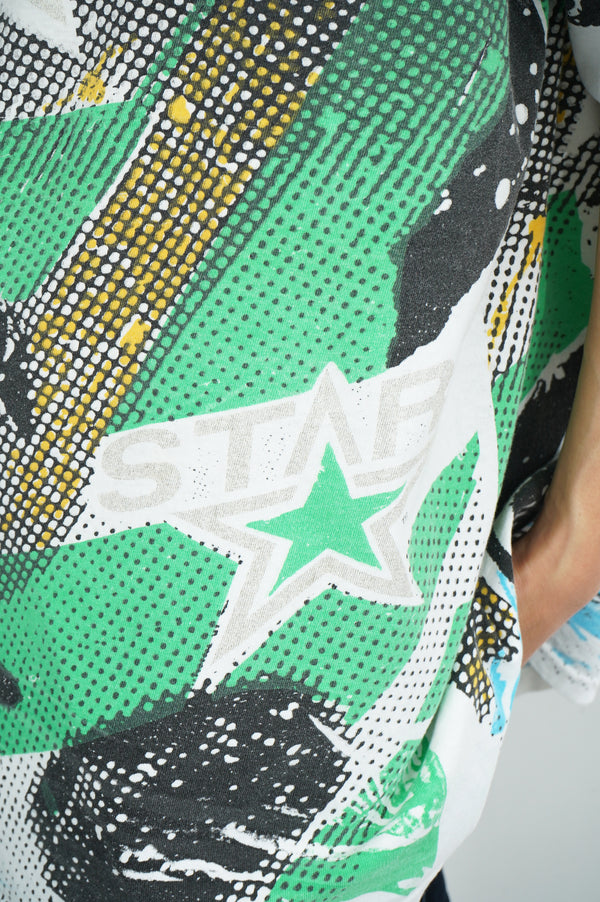90's "STARS" -"MINNESOTA NORTH STARS" Allover Print S/S Tee-
