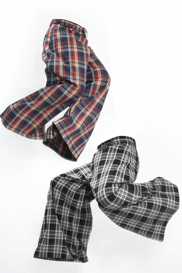 -Ultra-baggy Tartan Flannel Pants-