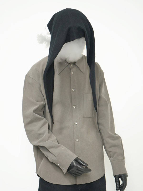 -"HAKU" SPLIT COLLAR SHIRT IN TWISTED COTTON-