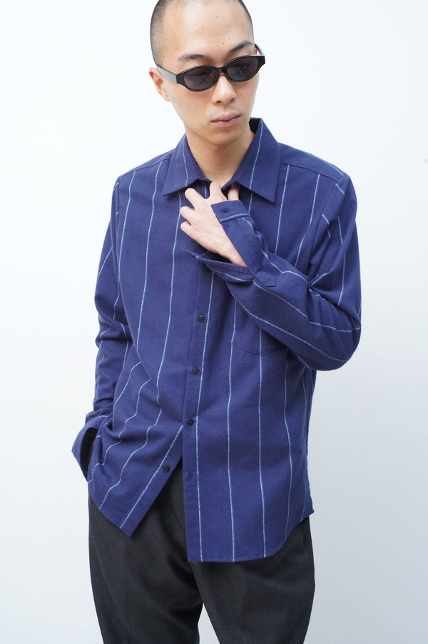 NAVY STRIPED COTTON SHIRT