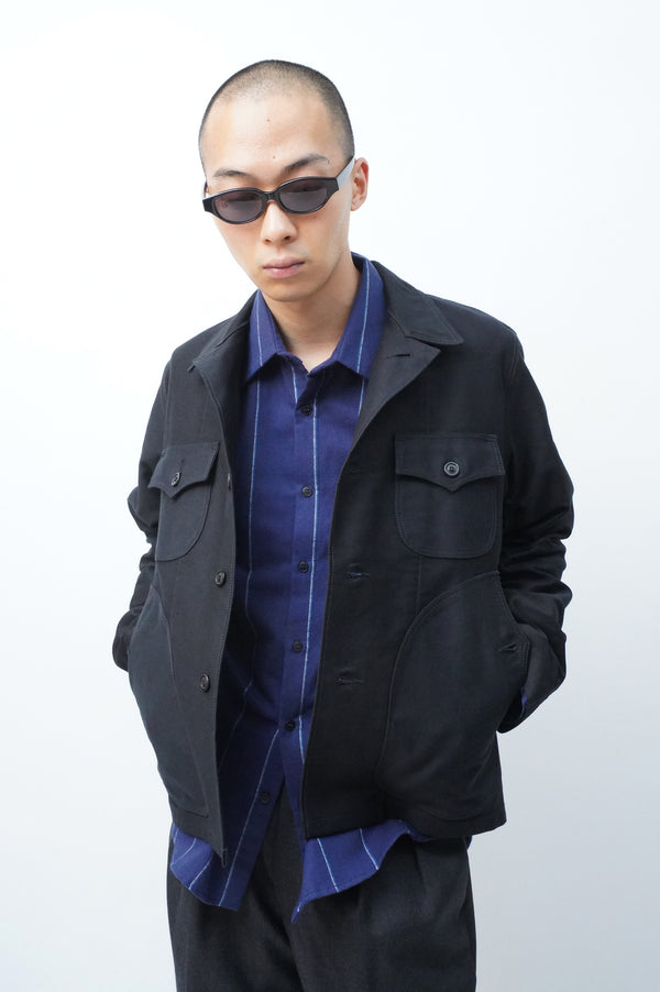 NAVY STRIPED COTTON SHIRT
