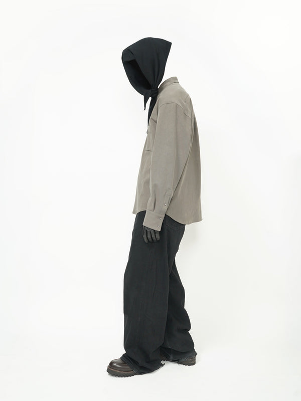 -"HAKU" SPLIT COLLAR SHIRT IN TWISTED COTTON-