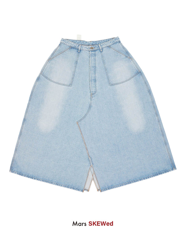 "Mars meets SKEWed" -MEGA WIDE JEAN SKIRT- [BLUE]