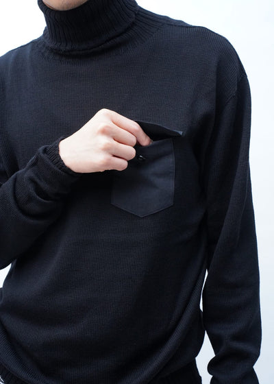 [ARCHIVE EDITION] -BLACK WOOL TURTLE NECK KNIT WITH COIN –
