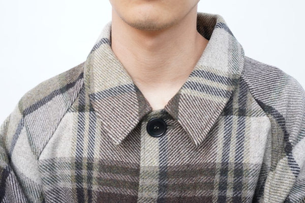 -BROWN BIG CHEQUARED WOOL COAT
