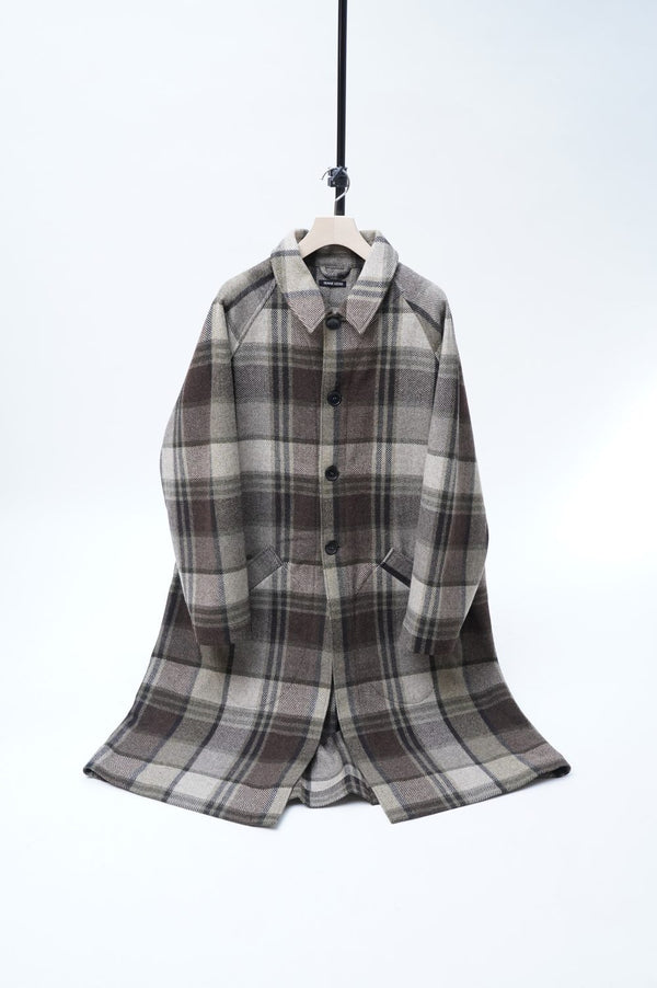 -BROWN BIG CHEQUARED WOOL COAT