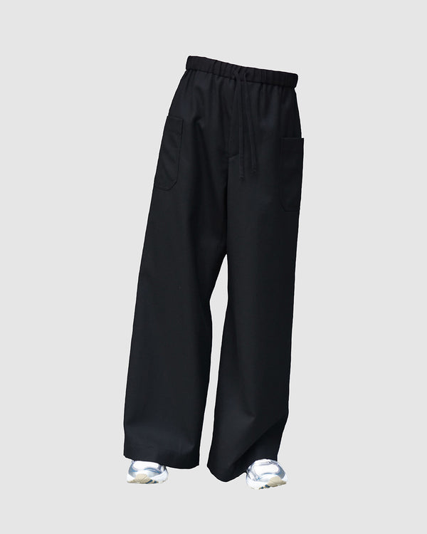 JUNO -WIDE-LEGGED ELASTICATED TROUSERS-[BLACK]