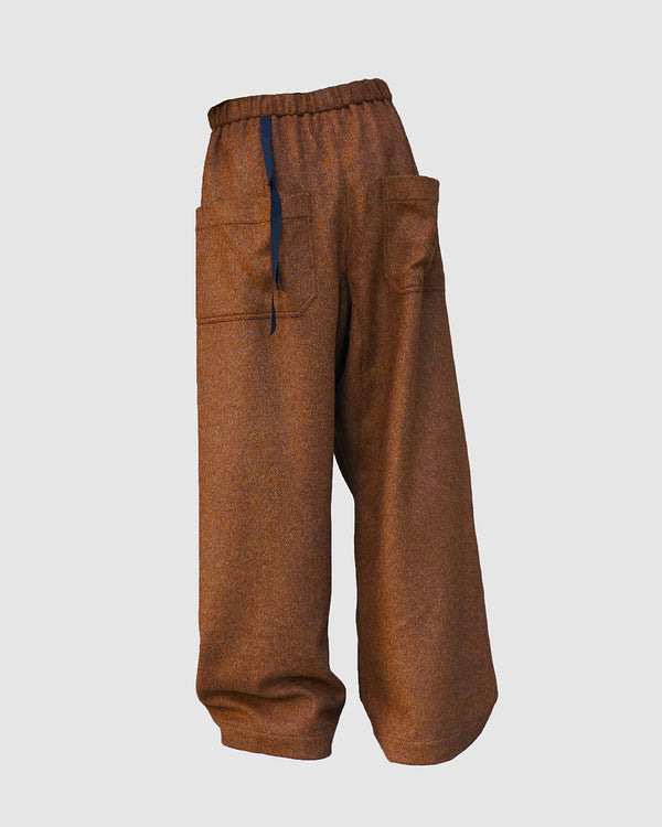 JUNO -WIDE-LEGGED ELASTICATED TROUSERS-[CHESTNUT]