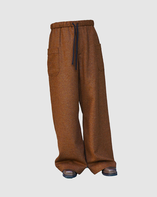 JUNO -WIDE-LEGGED ELASTICATED TROUSERS-[CHESTNUT]