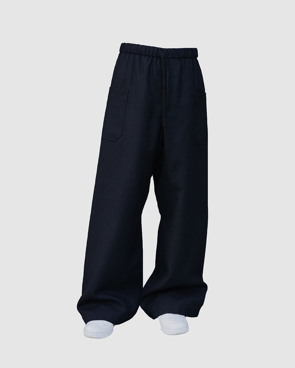 JUNO -WIDE-LEGGED ELASTICATED TROUSERS-[DARK NAVY]