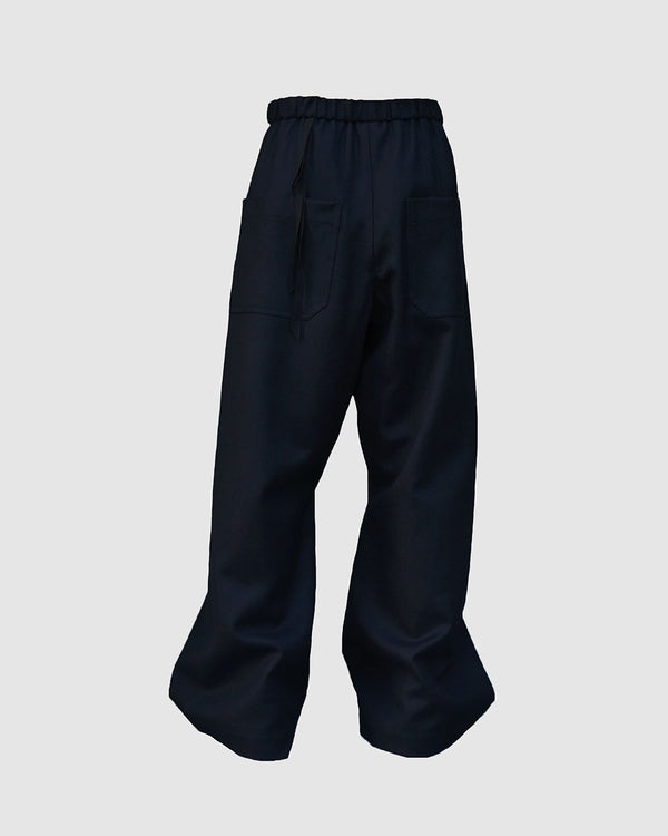 JUNO -WIDE-LEGGED ELASTICATED TROUSERS-[DARK NAVY]